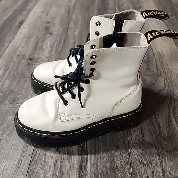 Dr Martens Women White Solid Platform Combat Boot Jadon Lace-Up Size 7 - Picture 4 of 10